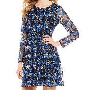 Belle by BADGLEY MISCHKA blue embroidered Sedona dress, 14.
